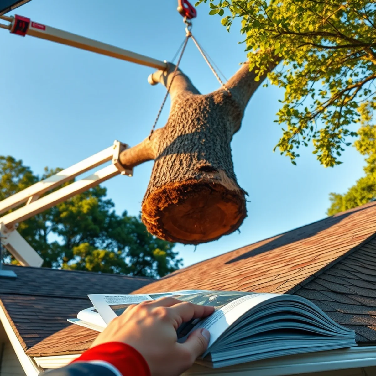 What to Do When a Severe North Texas Windstorm Drops a Tree on Your Roof - Step 4: Demand Crane Extraction Over Winching or Dragging