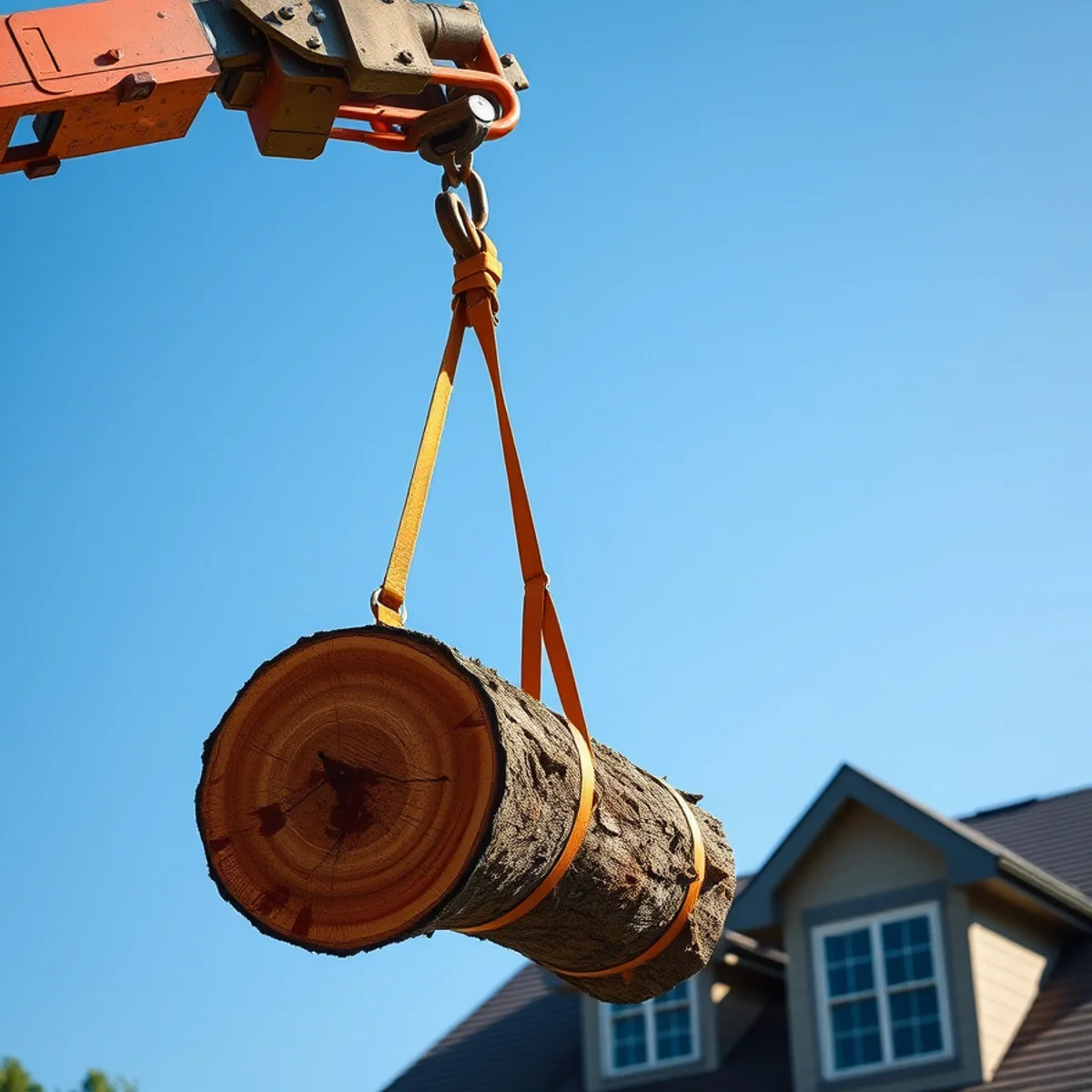 ANSI A300 precision rigging and safety gear for fallen tree on house removal in North Texas