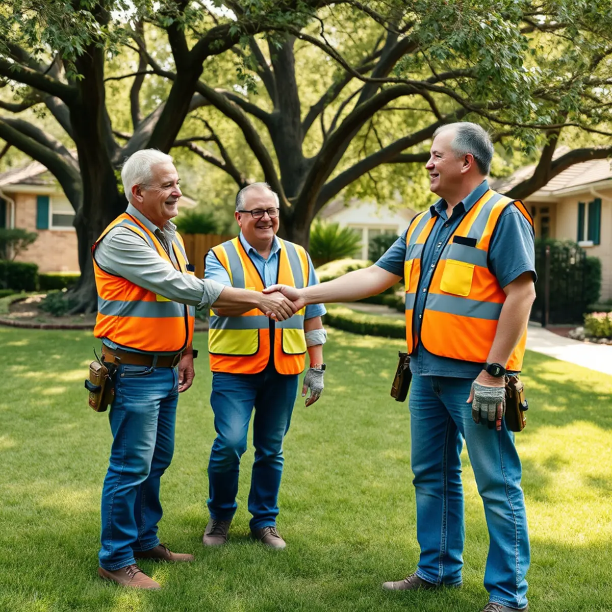 Clean Lewisville yard and preserved lawn after crane tree extraction