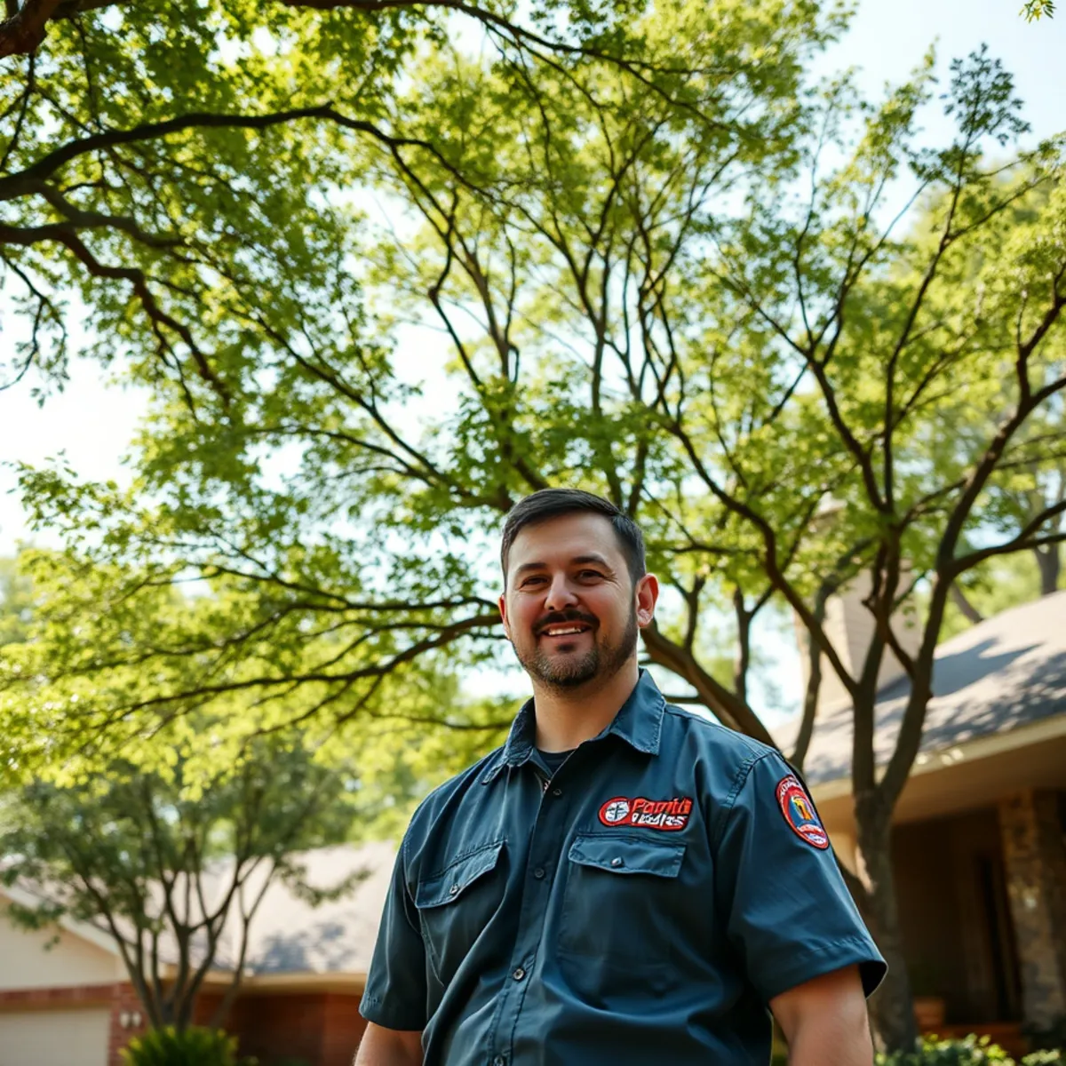 Residential neighborhood with mature post oak canopy in Allen TX