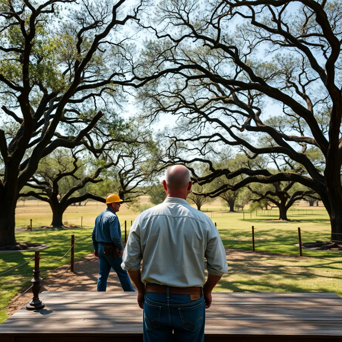 Residential neighborhood with mature post oak canopy in Argyle TX