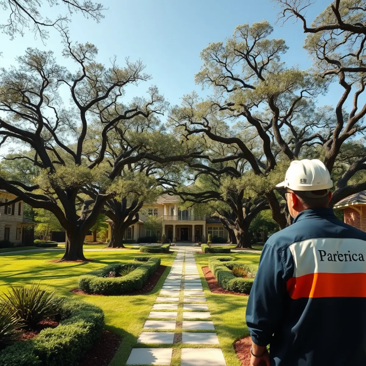 Residential neighborhood with mature post oak canopy in Bartonville TX