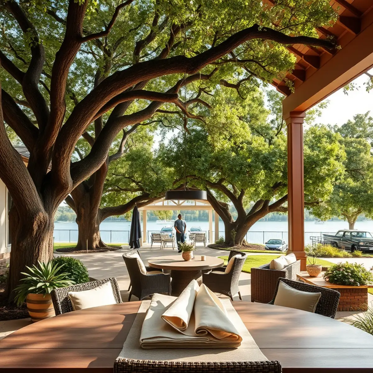 Residential neighborhood with mature post oak canopy in Bridgeport TX