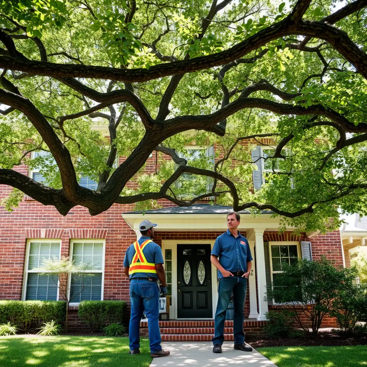 Residential neighborhood with mature post oak canopy in Coppell TX