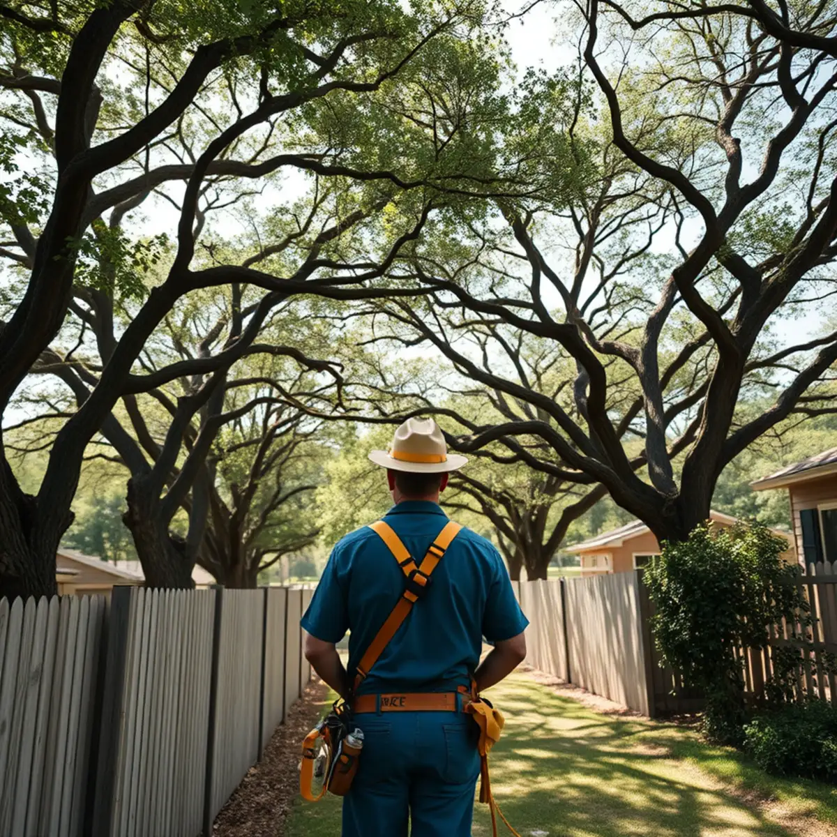 Residential neighborhood with mature post oak canopy in Forney TX