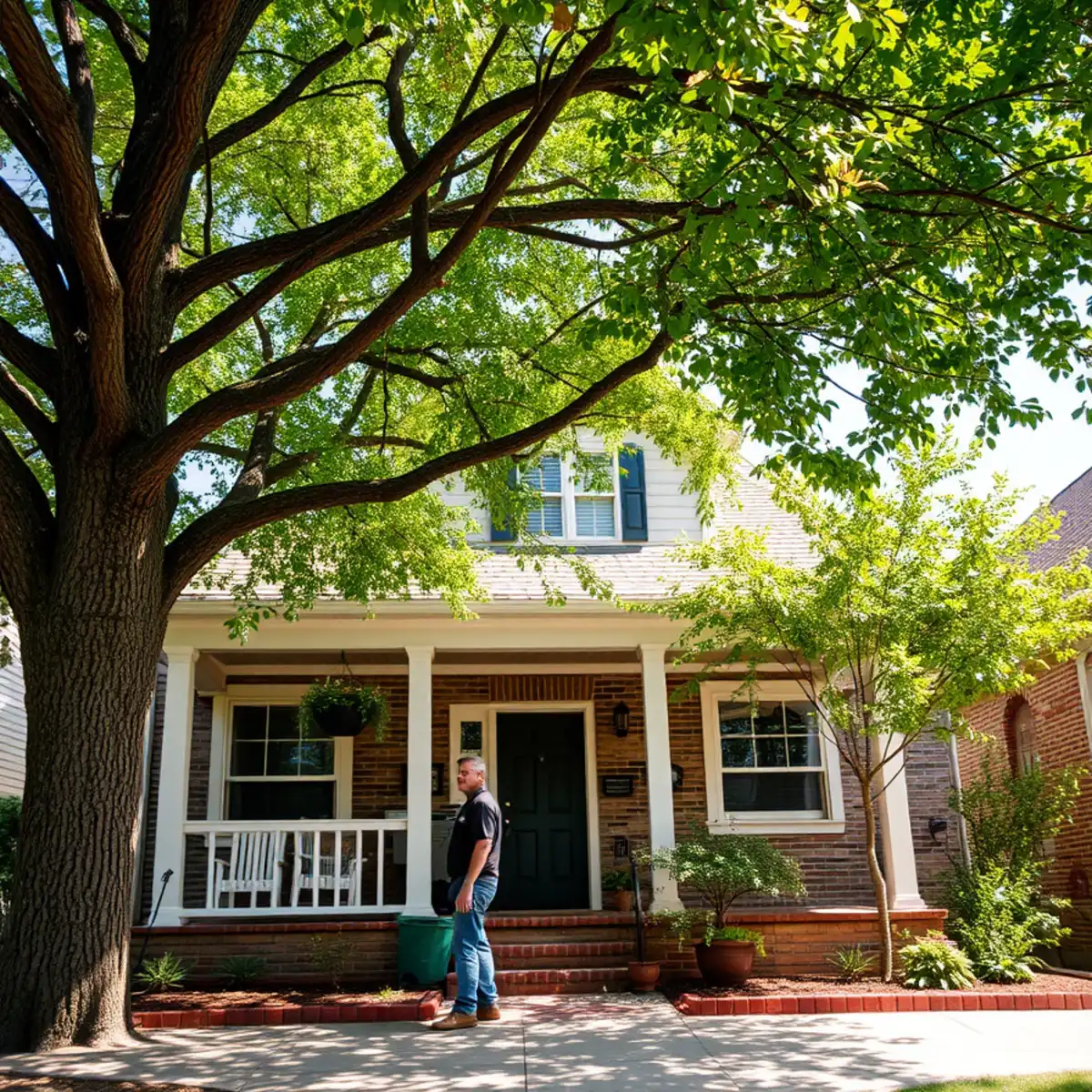Residential neighborhood with mature post oak canopy in Hurst TX