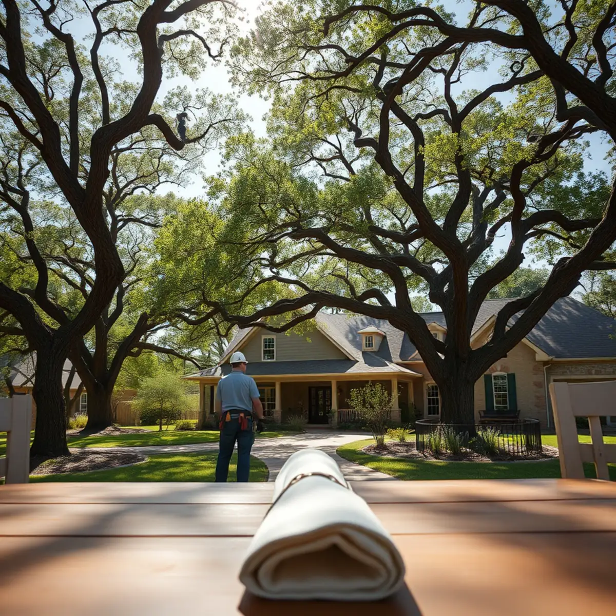 Residential neighborhood with mature post oak canopy in Kaufman TX