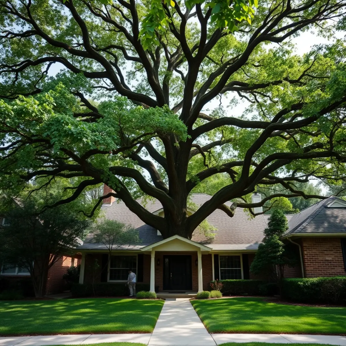 Residential neighborhood with mature post oak canopy in Plano TX
