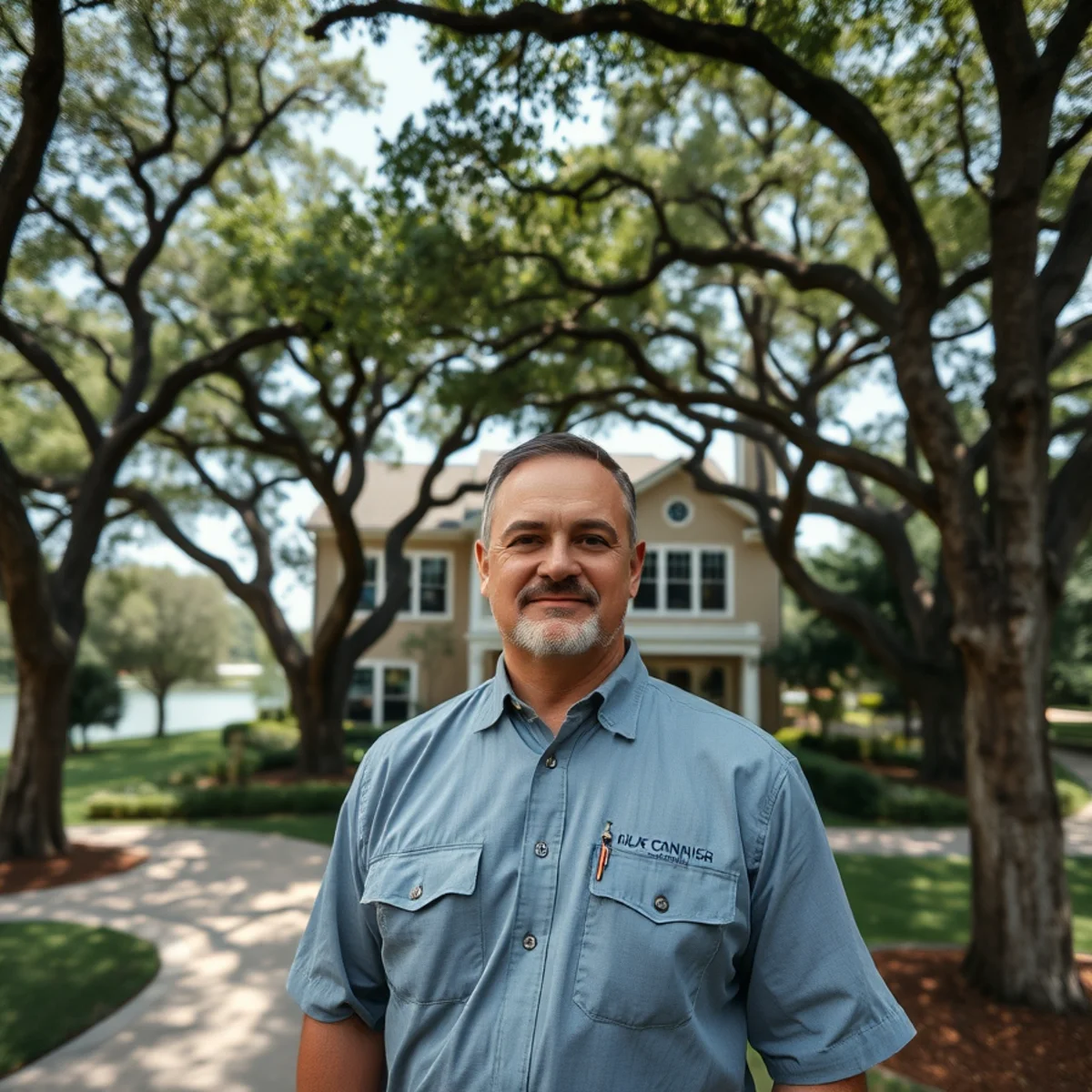 Residential neighborhood with mature post oak canopy in Rockwall TX