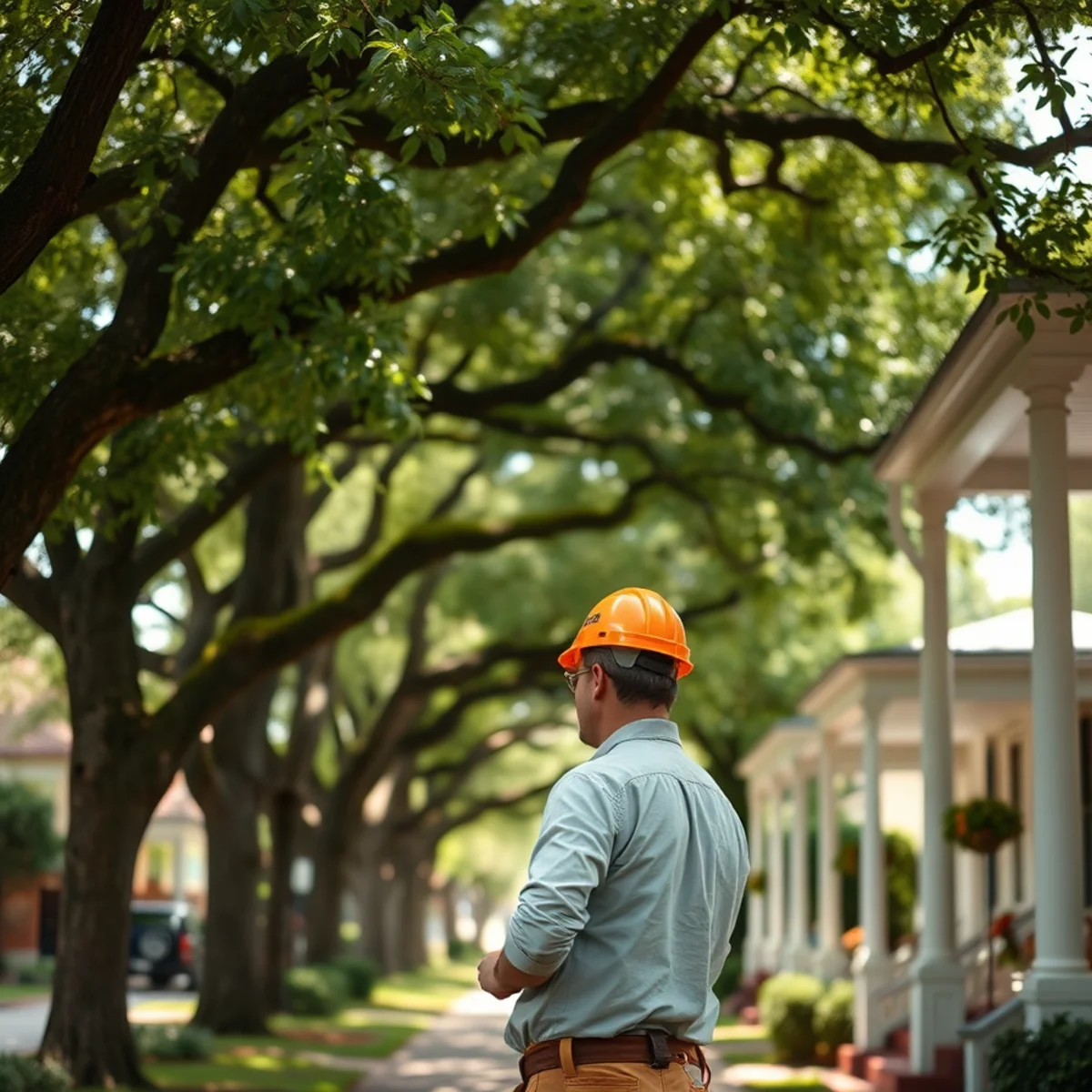 Residential neighborhood with mature post oak canopy in Terrell TX