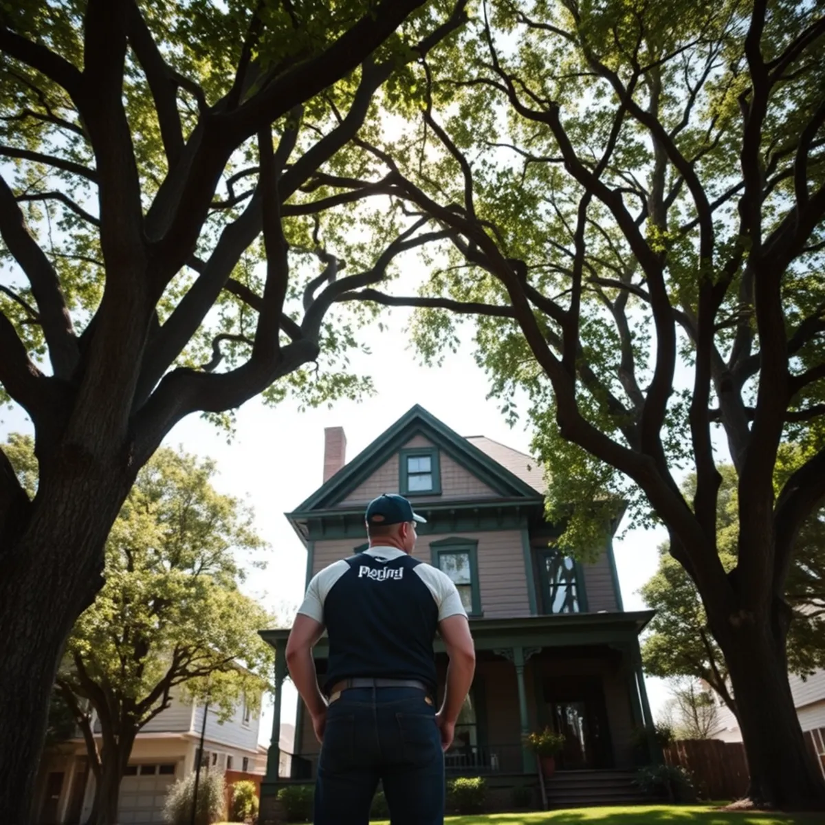 Residential neighborhood with mature post oak canopy in Waxahachie TX