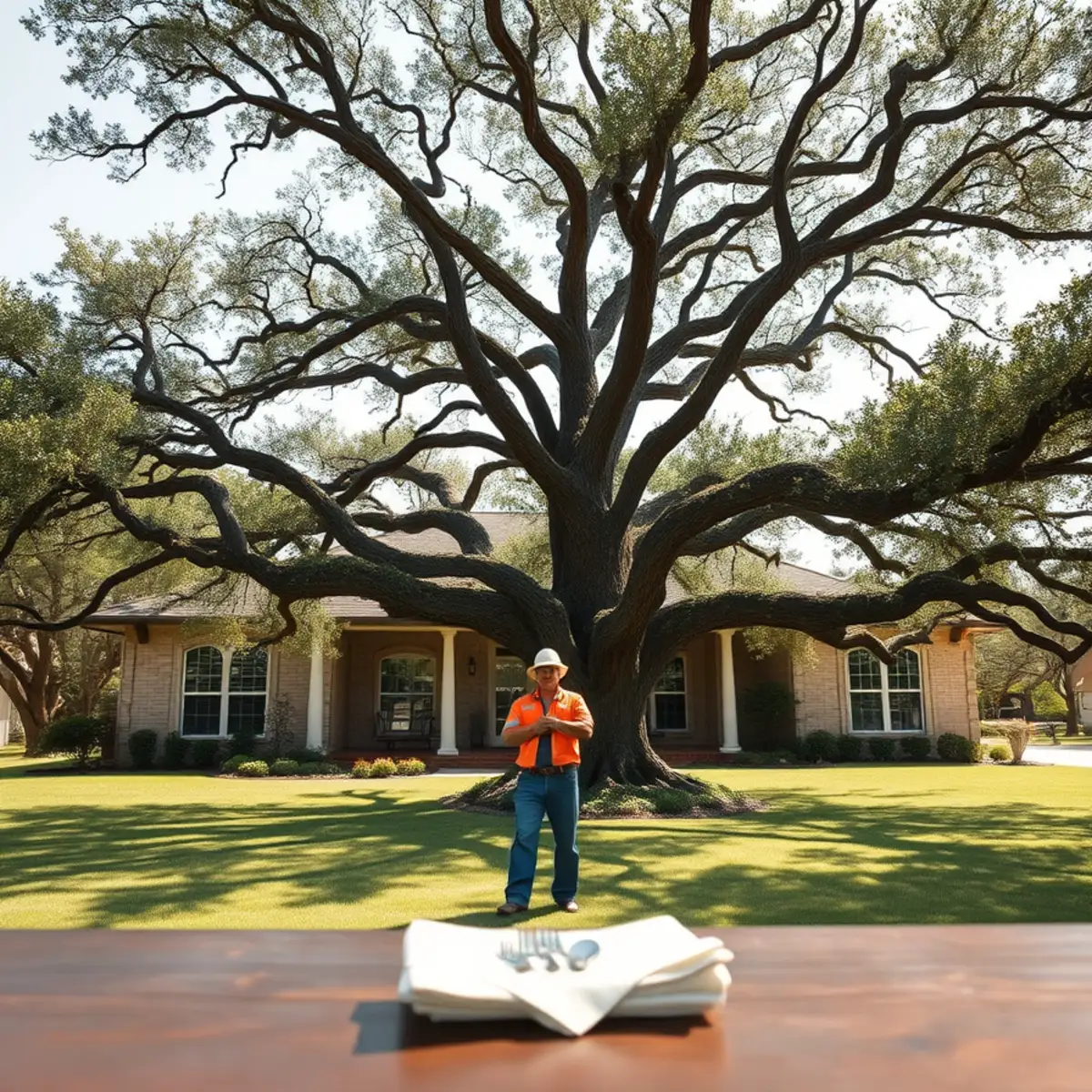 Residential neighborhood with mature post oak canopy in Weatherford TX